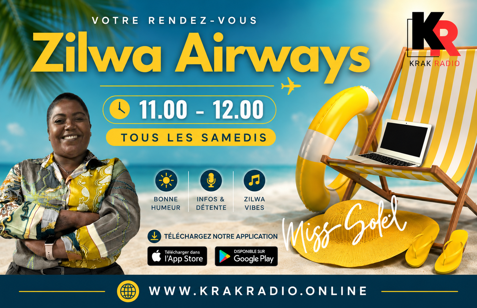 Affiche originale de Zilwa Airways, KRAK RADIO.